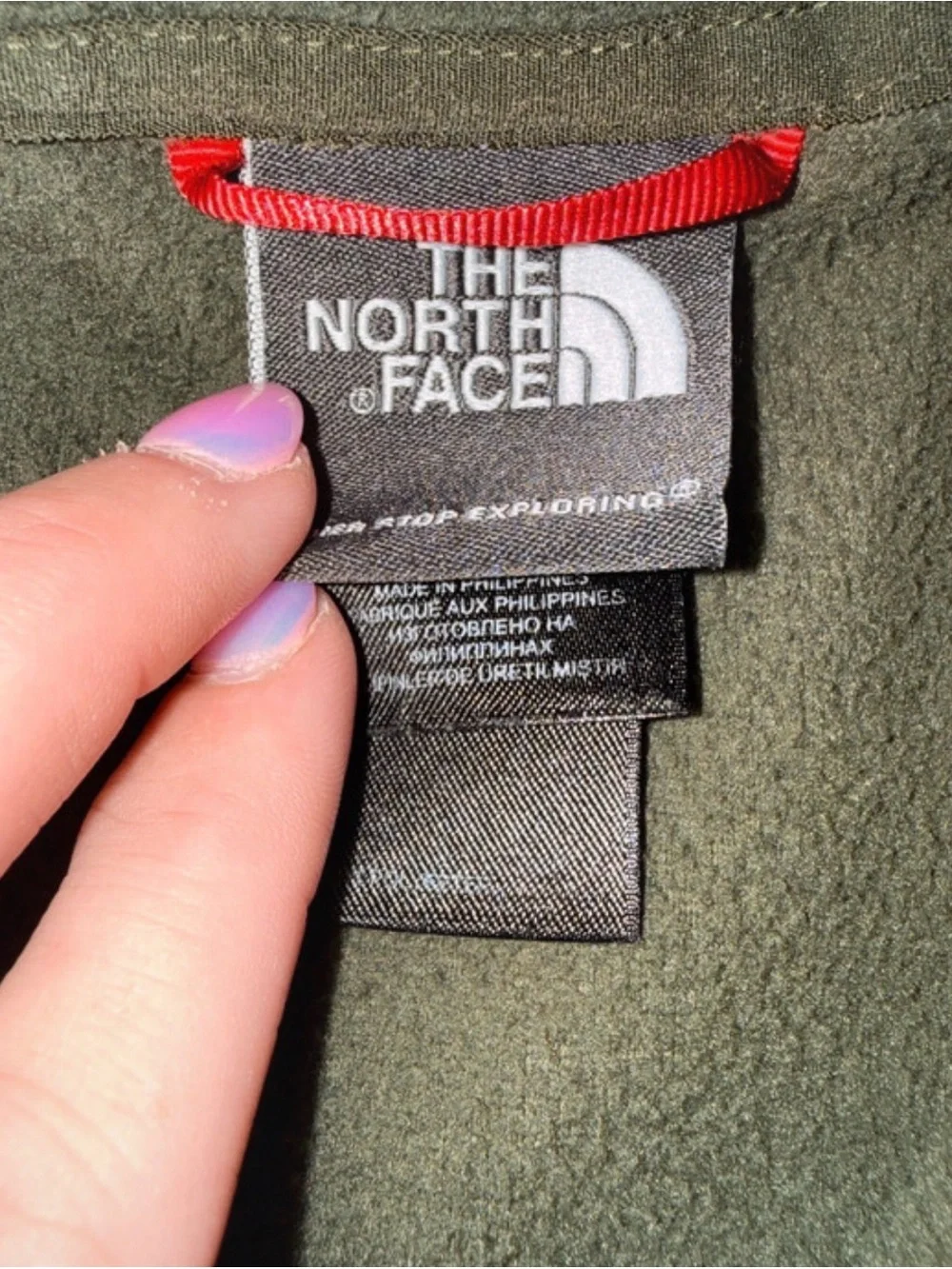 The North Face Olive Green Fleece Quarter-Zip with Neon Green Trim